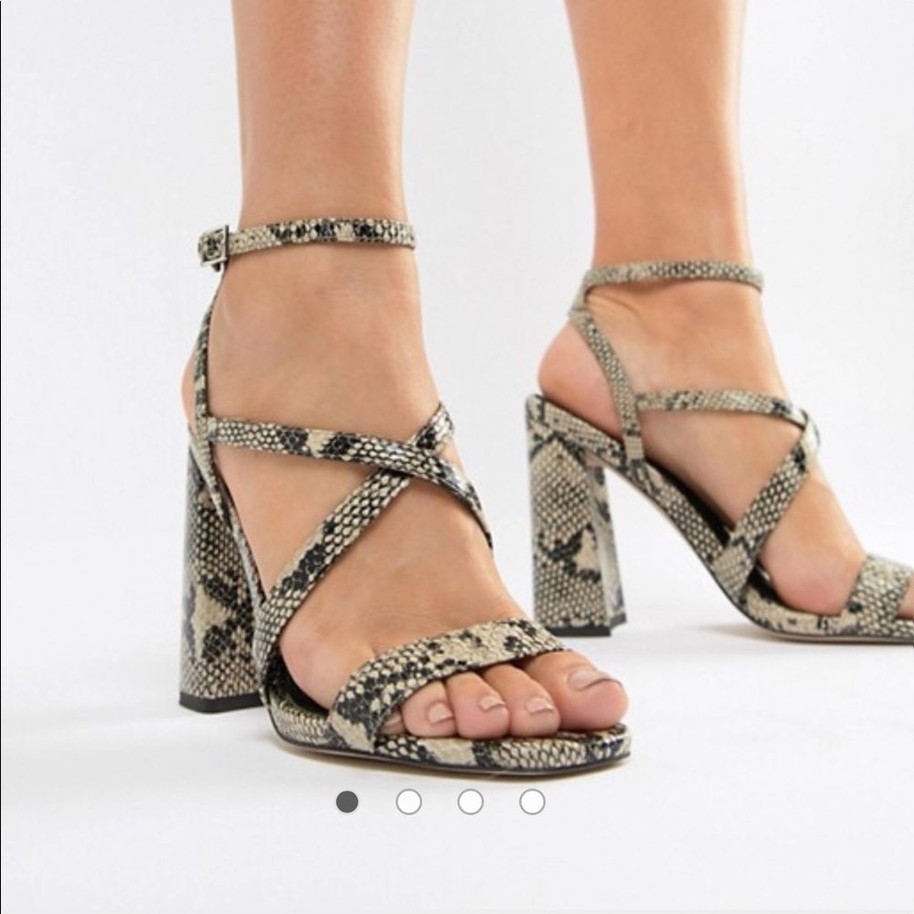 ASOS Home Girl Block Heeled sandals in snake